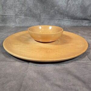Wooden Chip And Dip Platter Bowl Set Blonde Wood Party Snacks